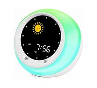 Sun & Moon Rise Kids Alarm Clock Children S Sleep Trainer Sleep Sound Machine Wake Up Light & Night Light Teach Kids Day & Night_Special Gift