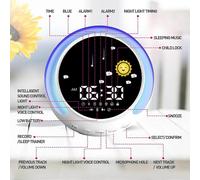 Sun & Moon Rise Kids Alarm Clock Children S Sleep Trainer Sleep Sound Machine Wake Up Light & Night Light Teach Kids Day & Night Zekai