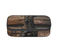 Sun Old Egyptian Timeless Grace - Estuche de tela Oxford para lápices, bolsa de almacenamiento de escritorio, bonito estuche para lápices, Puerta rústica de madera antigua1, Talla única