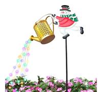 Sun Powered Christmas Teapot Lamp, Frosty Figure Exterior Ornament, Pathway Lamp with Soft Shine, Polymer Festive Accent with Sturdy Design, Seasonal Display for Glow, Backyard Lighting for Paths