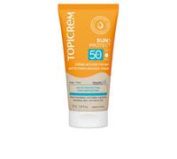 Topicrem - Sun Protect Crema Mousse Acabado Mate SPF50 - Protector solar facial de alta protección, hidrata las 24 horas, acabado mate - Cuidado para la piel sensible que se expone al sol