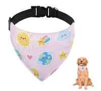 Sun Rainbow Clouds Moon Stars - Bandana rosa para perro con correa ajustable, anillo en D, pañuelo para perro, baberos triangulares, accesorios para cachorros, perros, gatos, decoración lavable a