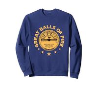 Sun Records Jerry Lee Lewis Great Balls of Fire Sudadera, Unisex para Adultos, Azul Marino, S