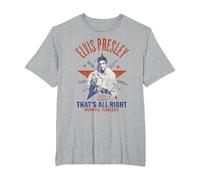 Sun Records X Elvis Presley Eso Está Bien Camiseta, Hombre Tallas Grandes, Gris Jaspeado, 5X Alto