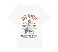 Sun Records X Elvis Presley Eso Está Bien Camiseta, Mujer Tallas Grandes, Blanco, 6XL Grande