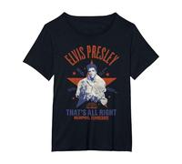 Sun Records X Elvis Presley Eso Está Bien Camiseta, Mujer Tallas Grandes, Negro, 3XL Grande