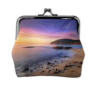 Sun Rise On The Beach Print Monedero pequeño Kiss-Lock Bolsa de Cuero Cambiar Billetera Regalos para Hombres Mujeres