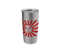 Sun Rising Ilustración Japonesa Mitsudomoe Taiko Baterista Vaso térmico de acero inoxidable de doble pared