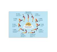 Sun Salutation for Inner Peace - Yoga Sequence Art Print, Motivational Wall Canvas for Morning Routine, Yoga Practice, Zen Bedroom and Home Office Inspiration (Framed,12x18inch(30x45cm))