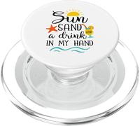 Sun Sand and a Drink in my Hand Cute Summer Vacation Beach PopSockets PopGrip para MagSafe