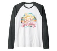 Sun Sand and Serenity Estética Playa Verano |- Camiseta Manga Raglan
