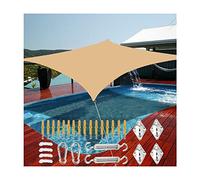 Sun Shade Sail Awning Canopy Heavy Duty Sail with Fixing Kit for Rectangle, Waterproof Sunscreen 98% UV Block PES Sunblock Shade Cloth for Outdoor Garden Patio Party, Sand Color