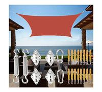 Sun Shade Sail Awning Canopy PES Polyester Waterproof UV Block Sun Shelters with Fixing Kit Weather Resistant for Outdoor Patio Garden Yard Backyard, Rust Red