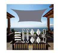 Sun Shade Sail Awning Canopy Waterproof Sunscreen Rectangle Sunshade Cover UV Block with Fixing Kit and 4 Ropes for Patio Backyard Lawn Garden Outdoor, Grey