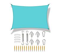 Sun Shade Sail Rectangle Sun Sail Waterproof Oxford Cloth Awning Canopy with Fixing Kit 98% UV Block Sun Shelters for Patio Backyard Lawn Garden Outdoor, Lake Blue