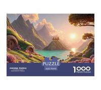 Sun Shines on The Mountains 1000 Piezas Papel Ecológico Rompecabezas Fantasy Island Dwelling Liberador De Estrés Juego Creativo Puzzle para Adultos Y Niños 70x50cm/1000pcs
