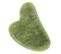 Sun & Sia Gua Sha de piedra natural - Jade verde (+ funda) - Masaje facial y corporal para refrescar el tinte, tratar los bolsillos y ojeras, estimular la circulación, piel más firme y elástica