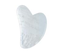 Sun & Sia - Masajeador facial Gua Sha de piedra natural de cristal de roca (+ funda) - para refrescar el tinte, tratar los bolsillos y ojeras, estimular la circulación, piel más firme y elástica