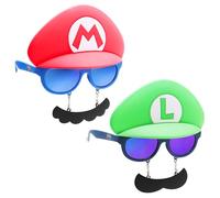 Sun-Staches Gafas de sol Mario & Luigi | Paquete de 2 accesorios de disfraz de Super Mario Besties para cosplay o Halloween | Producto oficial de Nintendo | Talla única