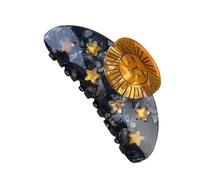 Sun Star - Pinza para el pelo, pinza de acetato de 4.3 pulgadas con patrón celestial estrellado, clip de mandíbula grande para mujeres y niñas, bonito accesorio de moda para el cabello