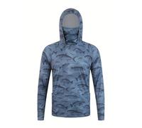 Sun - Sudadera con capucha para hombre, protección UV, manga larga, con máscara y orificio para el pulgar, verano, UPF 50+, protección solar, camiseta de manga larga, camiseta funcional transpirable