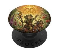 Sun Tarot Card Fantasy Imp and Goat PopSockets PopGrip Adhesivo