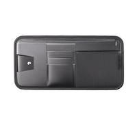 Sun Visor Organizer - 12.8 Inch Auto Interior Storage | PU Leather Card Wallet - Multi Slot Zipper Sleeve, Auto Interior Document Holder Is Ideal for Long Distance Truck Driving