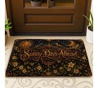 Sun Welcome - Tapete para puerta con diseño de flores inspiradas en la naturaleza, hiedra dorada, lavable, perfil bajo, para casa, oficina, exterior, interior, entrada, decoración, 73 x 43 cm
