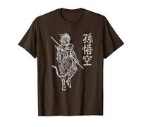 Sun Wukong Monkey King Caracteres Chinos Letras Camiseta, Hombre, Marrón, M