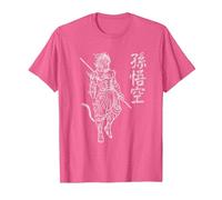Sun Wukong Monkey King Caracteres Chinos Letras Camiseta, Hombre, Rosa Jaspeado, L
