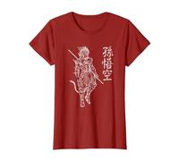 Sun Wukong Monkey King Caracteres Chinos Letras Camiseta, Mujer, Arándano, S