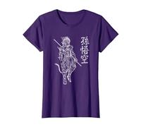 Sun Wukong Monkey King Caracteres Chinos Letras Camiseta, Mujer, Morado, M