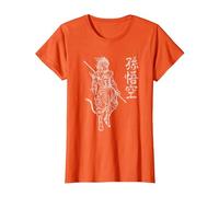 Sun Wukong Monkey King Caracteres Chinos Letras Camiseta, Mujer, Naranja, XS