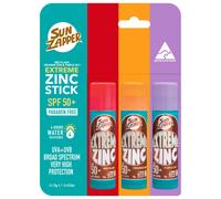 Sun Zapper Extreme Zinc Stick Pack Triple Pack - SPF 50 Resistente a la sola soldada de agua - Purple rojo naranja - 15 g cada uno - Hecho en Austral