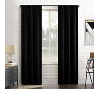 Sun Zero Bergen - Panel de Cortina 100% Opaca con Bolsillo para cortinero, Calidad de Teatro, 40 x 84 Pulgadas, Color Negro