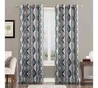 Sun Zero Burbank Geometric Ogee Watercolor Print Energy Efficient Panel de Cortina con Ojales, Lino, W 54" x L 95" (1 Panels)