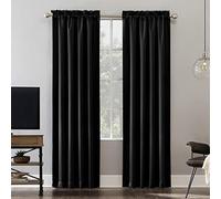 Sun Zero Oslo Theater Grade Extreme Panel de Cortina 100% Opaco con Bolsillo para Barra, 132 x 241 cm, Negro