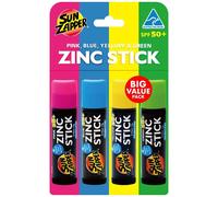 Sun Zinc Zinc xide Sunspreen Stick - SPF 50+ Tintado 4 paquetes (amarillo verde color azul color amarillo) - Stick Syk Stick Zinc Zinc Sunsco solar
