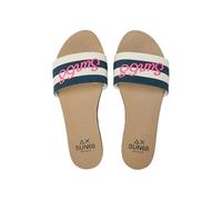 SUN68 Chanclas de mujer X36208 3107 Slippers Beach Brigitte Embroidery blanco crema/azul marino, multicolor, 40 EU