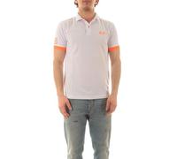 SUN68 Polo con logo fluorescente para hombre que combina estilo clásico y detalles contemporáneos. Caracterizada por un cuello clásico con botones, presenta un actualizado logotipo bordado en el lado