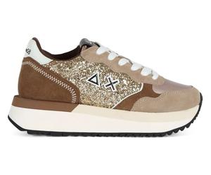 SUN68 Sneaker Running Big Ally Glitter in Pelle/Ecopelle Oro/Marrone Donna D25SU14 Z44217 37