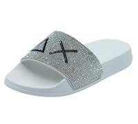 SUN68 X36211 Slippers Strass Logo Blanco Chanclas para Mujer de Goma, Color blanco., 36 EU