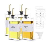 sunal Dispensador de aceite de oliva, juego de 4 botellas dispensadoras de aceite dorado para cocina, juego de dispensador de aceite y vinagre de 16.9 onzas, botella de aceite de vidrio con 4