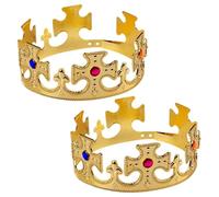 SunaOmni 2 coronas de rey, doradas, seguras, ligeras, de plástico, para disfraz de príncipe, accesorio de Halloween para niños, coronas de rey para niños, de príncipe de plástico.