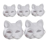 SunaOmni 5 máscaras de gato con malla de ojos para pintar, máscara Therian de 7 x 7 x 3 pulgadas con correa elástica, accesorios de disfraz para fiesta de cosplay, Halloween, disfraz de Therian
