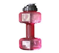 SunaOmni Botella de agua de peso de 2.2 L, contenedor de agua con forma de mancuerna con tapa a prueba de fugas, botella deportiva roja, mancuerna de gran capacidad, medio galón