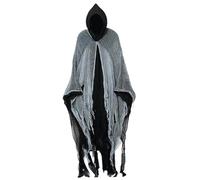 SunaOmni Capa con gancho para Halloween, capa de trapo desgastado con tul blanco para hombres, mujeres, capa renacentista medieval vintage con capucha para cosplay, disfraz, escenario, accesorio de