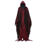SunaOmni Capa con gancho para Halloween, capa de trapo desgastado con tul negro para hombres, mujeres, capa renacentista medieval vintage con capucha para cosplay, disfraz, escenario, accesorio de