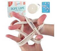 SunaOmni Cuerda elástica de algodón para cunas de Gato, Juguete con 10 Tarjetas de Instrucciones, Juego Educativo Tradicional para niños y Adultos.