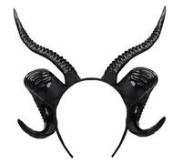 SunaOmni Diadema de cuerno de oveja texturizada, cuernos góticos, cuernos negros brillantes, 11.4 x 11.8 pulgadas, PP, cosplay para diablo, demonio, fiesta de Halloween, disfraz de demonio